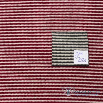 Preview: Bio Ringel Wollbündchen - rot meliert Weiss - Rippe im Schlauch